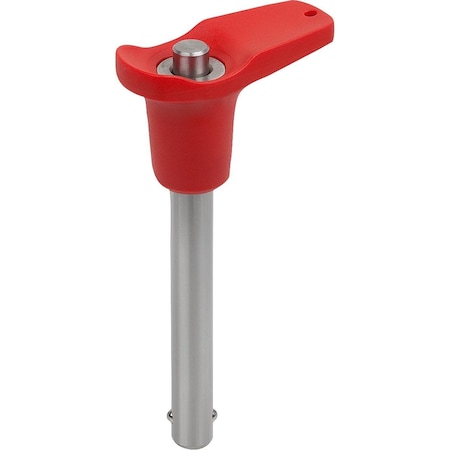 Ball Lock Pin W L-Grip, D1=10, L=30, L1=8,9, L5=38,9, Stainless, Comp: Plastic Comp:Red Ral3020